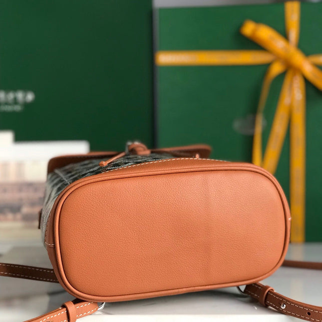 ALPIN MINI BACKPACK 21 IN TAN LAMBSKIN AND BLACK GOYARDINE CANVAS