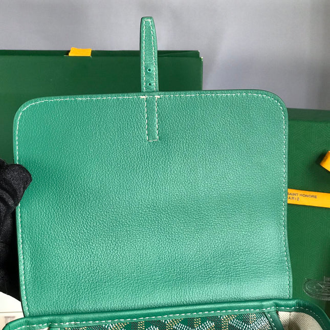 ALPIN MINI BACKPACK 21 IN GREEN LAMBSKIN AND GOYARDINE CANVAS