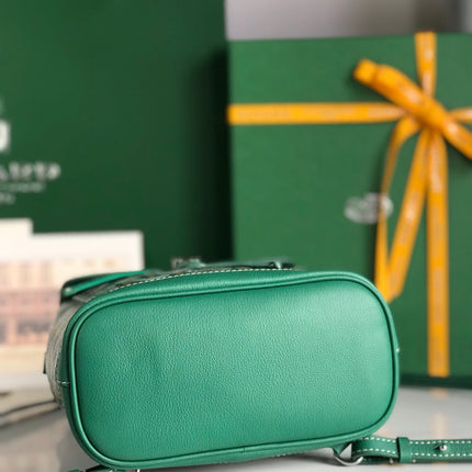 ALPIN MINI BACKPACK 21 IN GREEN LAMBSKIN AND GOYARDINE CANVAS