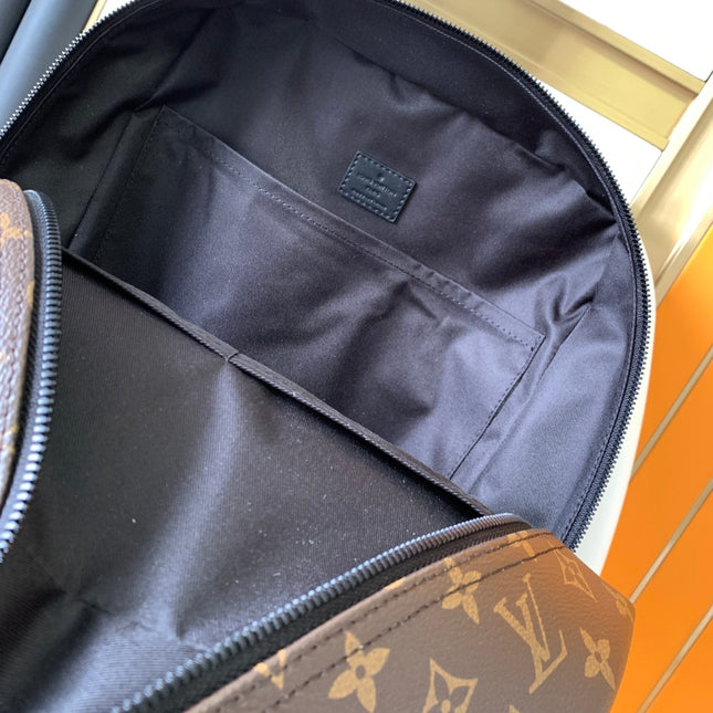 DEAN BACKPACK 42 IN BLACK AND BROWN MONOGRAM CANVAS