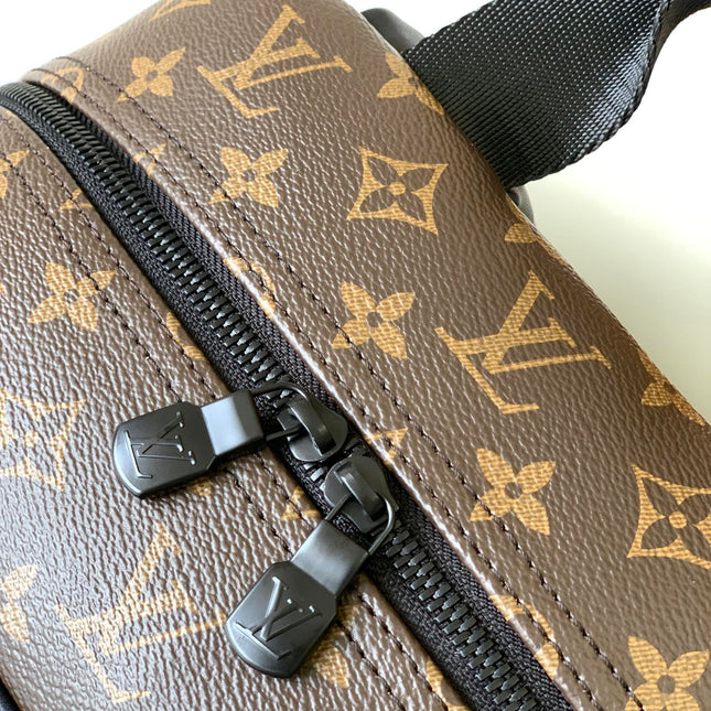 DEAN BACKPACK 42 IN BLACK AND BROWN MONOGRAM CANVAS