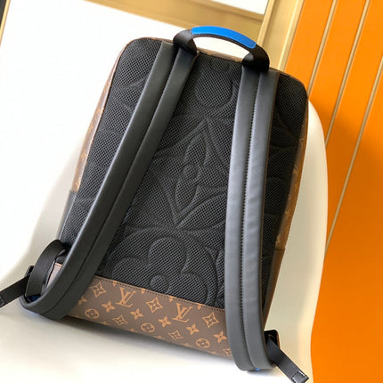 DEAN BACKPACK 42 IN BLUE AND BROWN MONOGRAM CANVAS