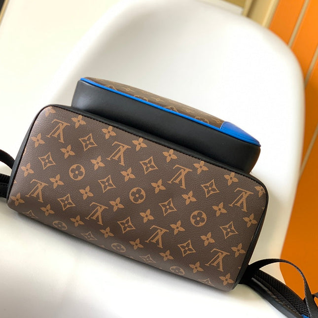 DEAN BACKPACK 42 IN BLUE AND BROWN MONOGRAM CANVAS