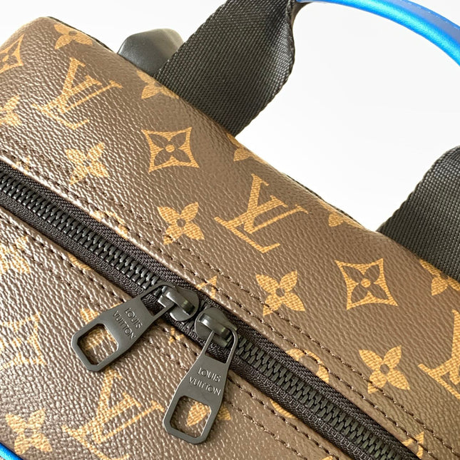 DEAN BACKPACK 42 IN BLUE AND BROWN MONOGRAM CANVAS