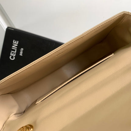 MONOCHROME 24 QUILTED BEIGE CREAM LAMBSKIN CHAIN SHOUDER BAG