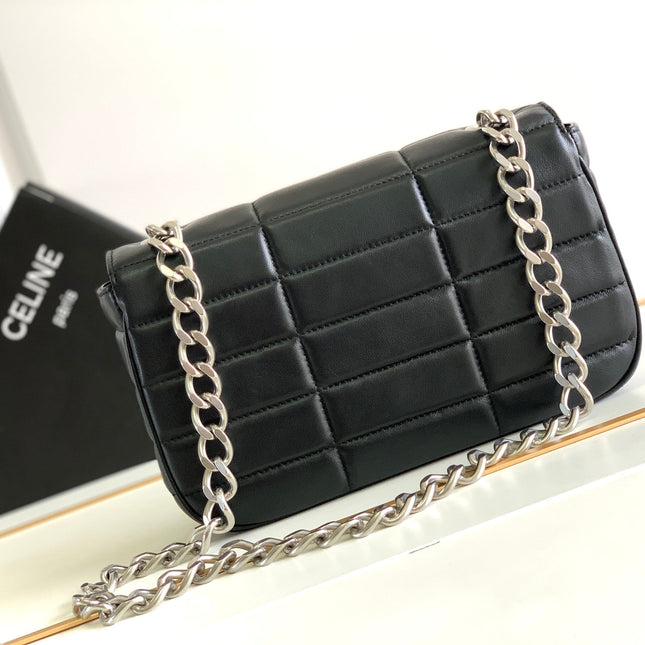 MONOCHROME 24 QUILTED BLACK LAMBSKIN CHAIN SHOUDER BAG