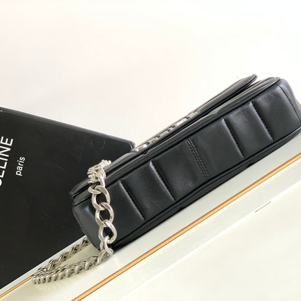 MONOCHROME 24 QUILTED BLACK LAMBSKIN CHAIN SHOUDER BAG