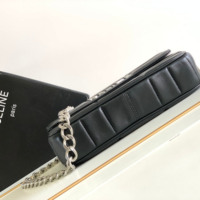 MONOCHROME 24 QUILTED BLACK LAMBSKIN CHAIN SHOUDER BAG
