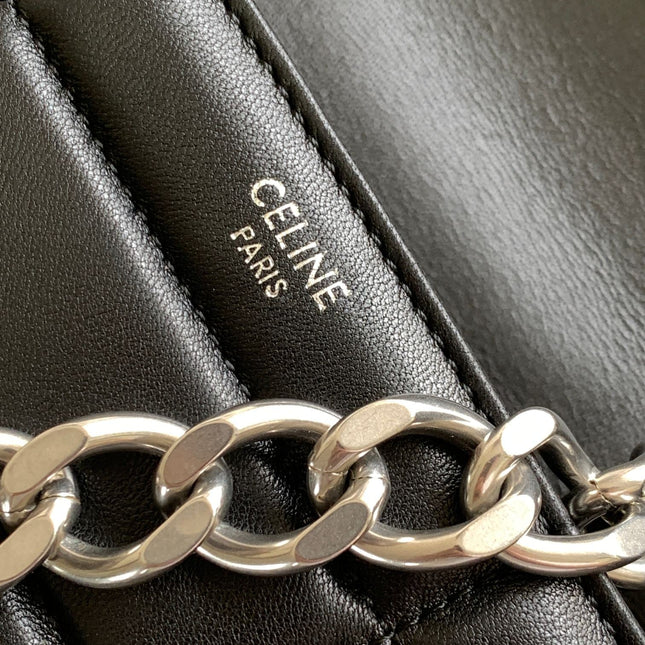 MONOCHROME 24 QUILTED BLACK LAMBSKIN CHAIN SHOUDER BAG
