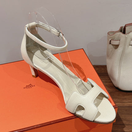 PREMIERE 70 SANDAL IN WHITE CREAM GRAINED CALFSKIN
