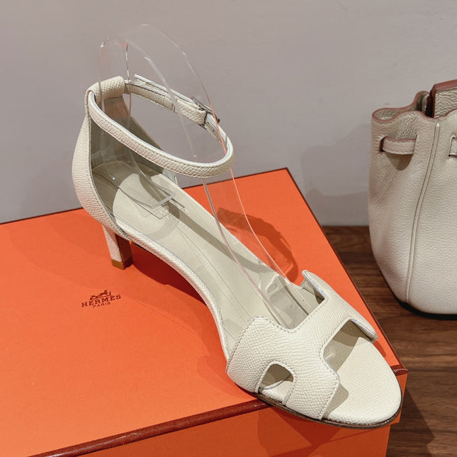 PREMIERE 70 SANDAL IN WHITE CREAM GRAINED CALFSKIN