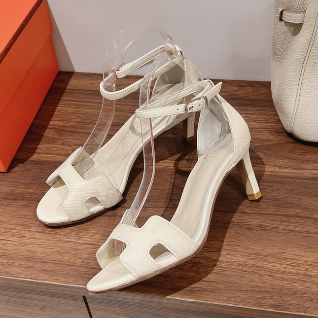 PREMIERE 70 SANDAL IN WHITE CREAM GRAINED CALFSKIN