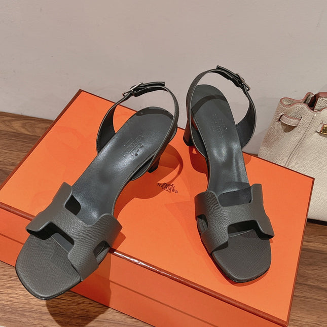 HOLY 75 SANDAL IN DARK GRAY GRAINED CALFSKIN