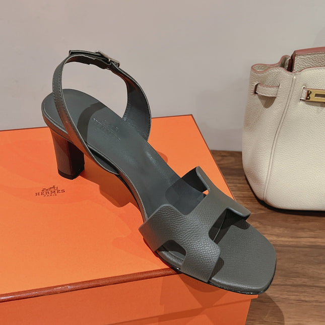 HOLY 75 SANDAL IN DARK GRAY GRAINED CALFSKIN