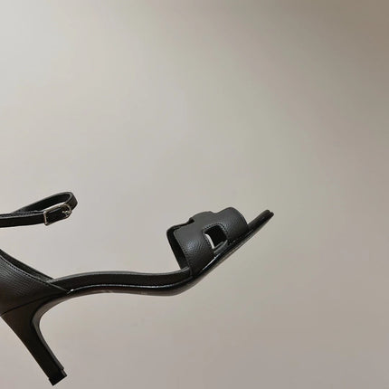 PREMIERE 70 SANDAL IN DARK GRAY CALFSKIN