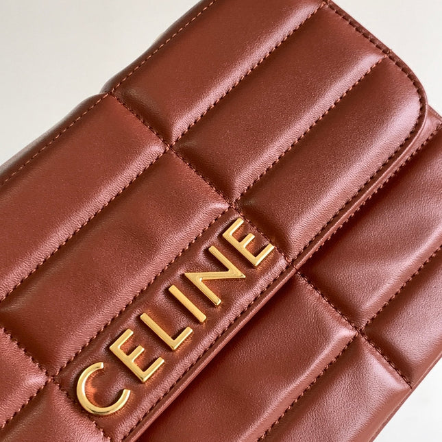 MONOCHROME 24 QUILTED CHERRY RED LAMBSKIN CHAIN SHOUDER BAG