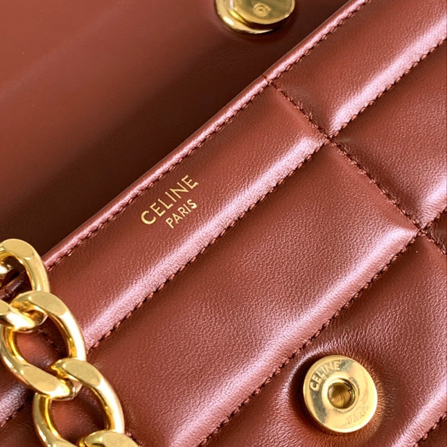 MONOCHROME 24 QUILTED CHERRY RED LAMBSKIN CHAIN SHOUDER BAG