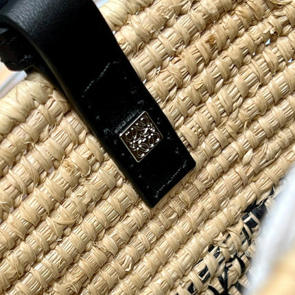 LOE BASKET BAG 28 IN NATURAL MIX BLACK RAFFIA