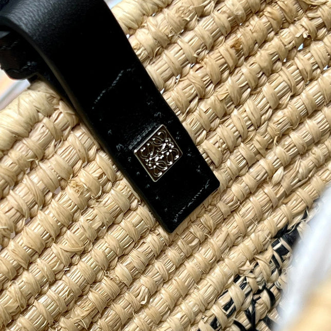 LOE BASKET BAG 28 IN NATURAL MIX BLACK RAFFIA