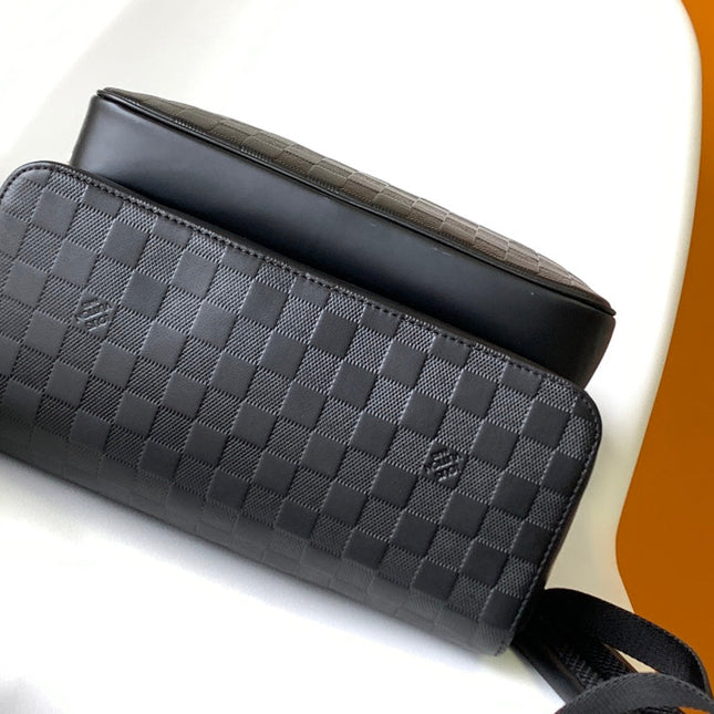 DAMIER CAMPUS BACKPACK 39 IN BLACK CALFSKIN AND CANVAS