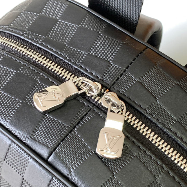 DAMIER CAMPUS BACKPACK 39 IN BLACK CALFSKIN AND CANVAS