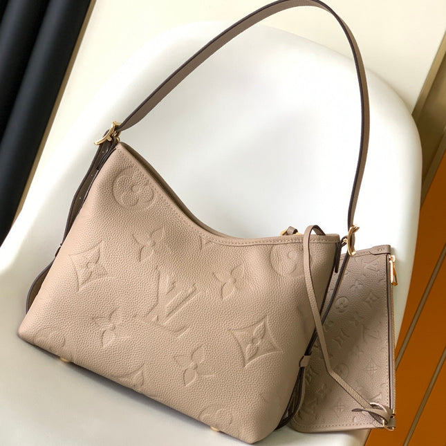 CARRYALL PM 29 BEIGE MONOGRAM GRAINED COWHIDE LEATHER