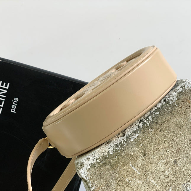 SMOOTH CALFSKIN 16 OVAL BEIGE CREAM BAG