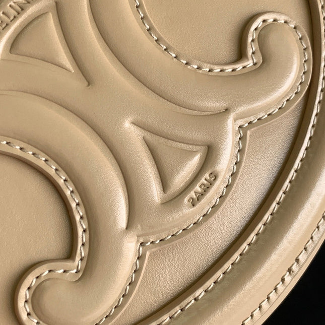 SMOOTH CALFSKIN 16 OVAL BEIGE CREAM BAG