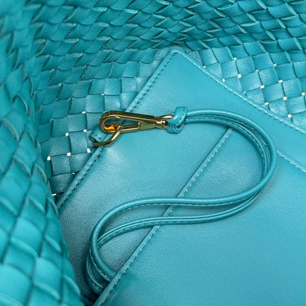 SMALL CABAT 32 IN TEAL BLUE LAMBSKIN