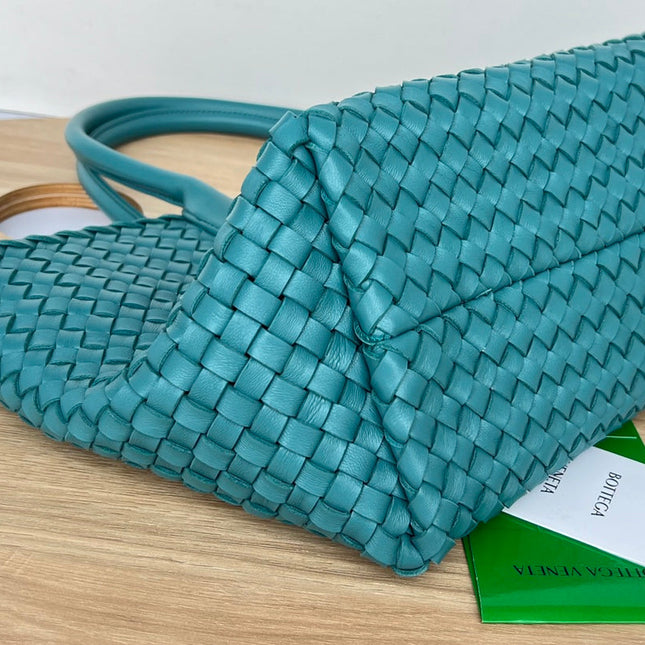 SMALL CABAT 32 IN TEAL BLUE LAMBSKIN