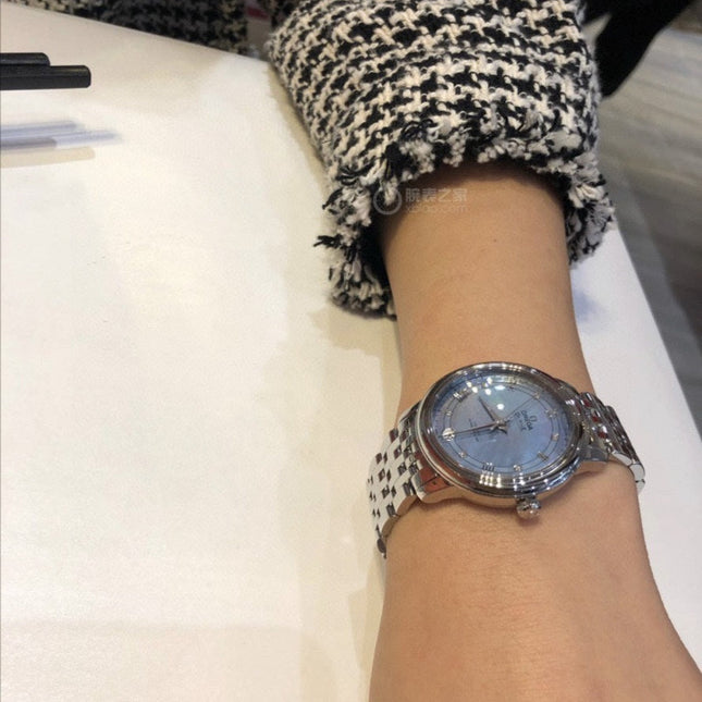 DE VILLE PRESTIGE WATCH SILVER CASE WITH SAPPHIRE BLUE DIAL
