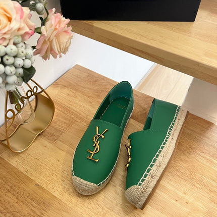 SL YVES LOGO SLIP ON DARK GREEN CALFSKIN