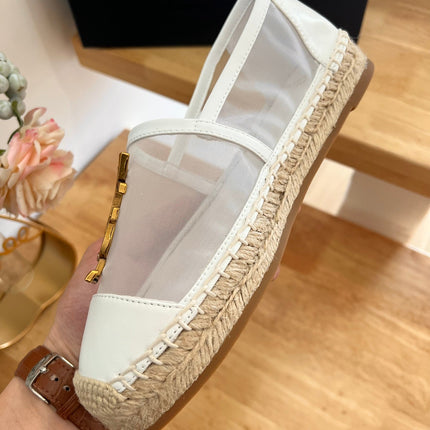 SL YVES LOGO SLIP ON WHITE CALFSKIN AND MESH