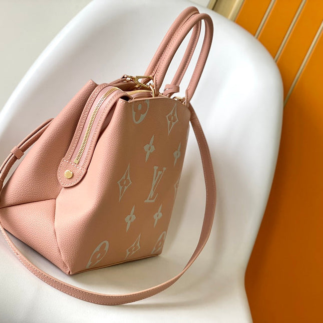 PETIT PALAIS PM LARGE SHOULDER BAG 34 IN PINK EMBOSSED COWHIDE GOLD-TONE HARDWARE