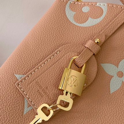 PETIT PALAIS PM LARGE SHOULDER BAG 34 IN PINK EMBOSSED COWHIDE GOLD-TONE HARDWARE