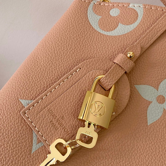 PETIT PALAIS PM LARGE SHOULDER BAG 34 IN PINK EMBOSSED COWHIDE GOLD-TONE HARDWARE