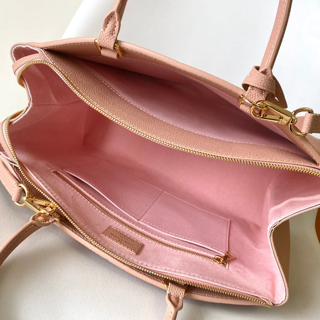 PETIT PALAIS PM LARGE SHOULDER BAG 34 IN PINK EMBOSSED COWHIDE GOLD-TONE HARDWARE
