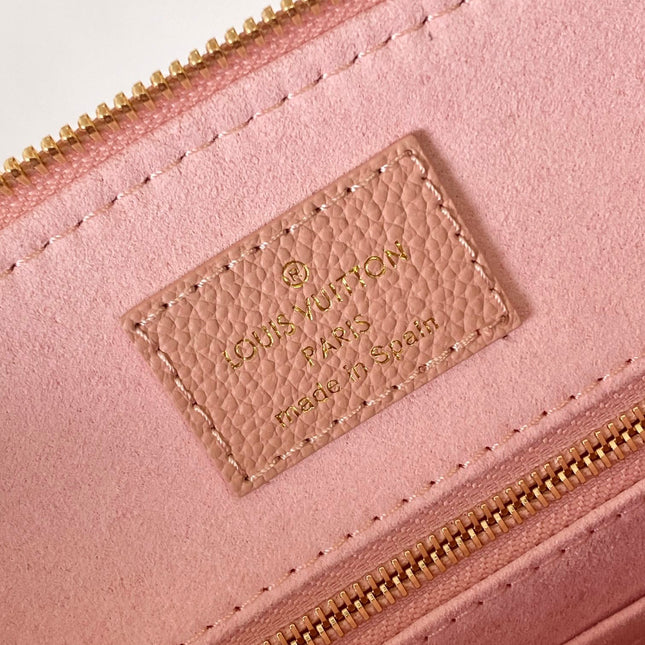PETIT PALAIS PM LARGE SHOULDER BAG 34 IN PINK EMBOSSED COWHIDE GOLD-TONE HARDWARE