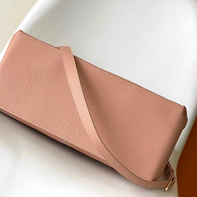PETIT PALAIS PM LARGE SHOULDER BAG 34 IN PINK EMBOSSED COWHIDE GOLD-TONE HARDWARE
