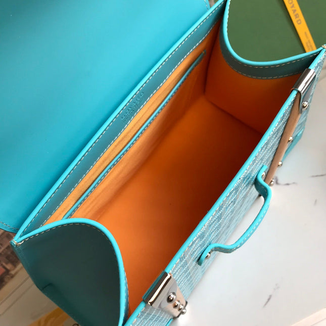 SAÏGON PM BAG 28 IN LIGHT BLUE GOYARDINE CANVAS AND CALFSKIN