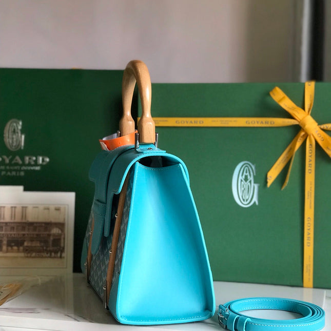 SAÏGON PM BAG 28 IN LIGHT BLUE GOYARDINE CANVAS AND CALFSKIN