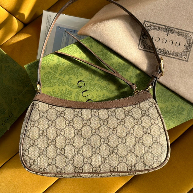 OPHIDIA GG SMALL 25 HANDBAG BEIGE AND EBONY SUPREME CANVAS