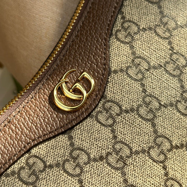 OPHIDIA GG SMALL 25 HANDBAG BEIGE AND EBONY SUPREME CANVAS
