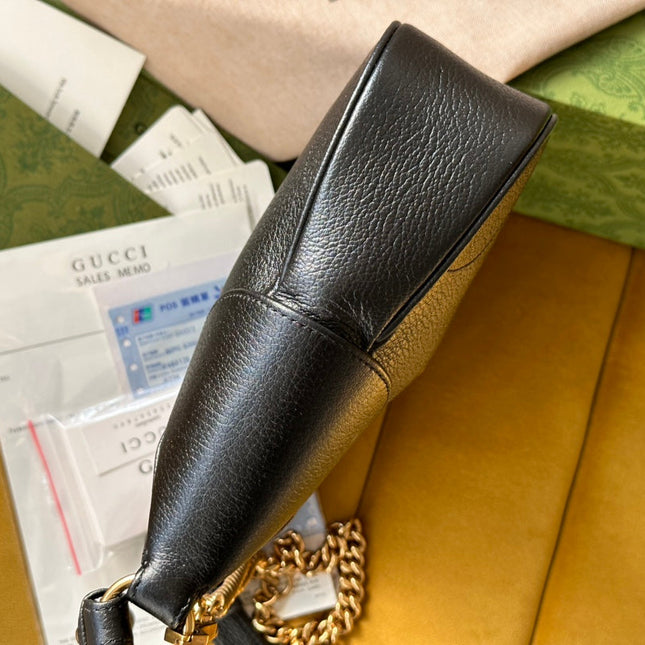 SHOULDER BAG 25 IN BLACK LAMBSKIN GOLD HARDWARE