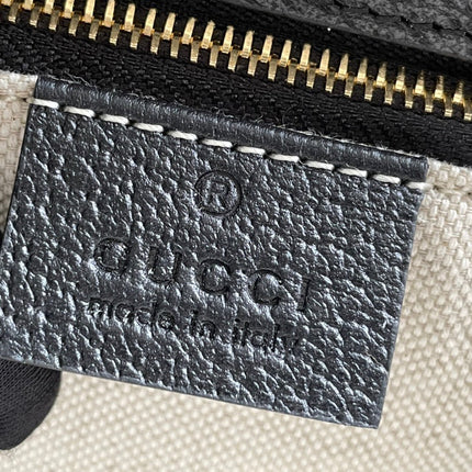 GG HORSEBIT 1955 SADDLE BAG 25 IN BLACK CANVAS AND CALFSKIN