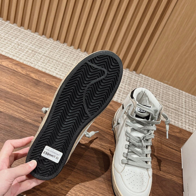 SKY-STAR SNEAKERS IN WHITE NAPPA LAMBSKIN WITH BLACK STAR AND HEEL TAB