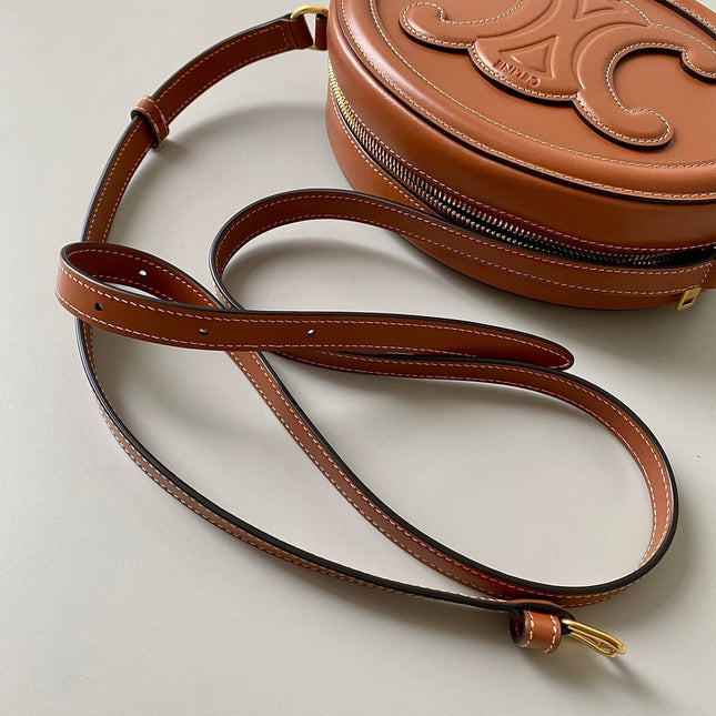 SMOOTH CALFSKIN 20 OVAL CINNAMON BROWN BAG
