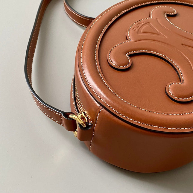 SMOOTH CALFSKIN 20 OVAL CINNAMON BROWN BAG