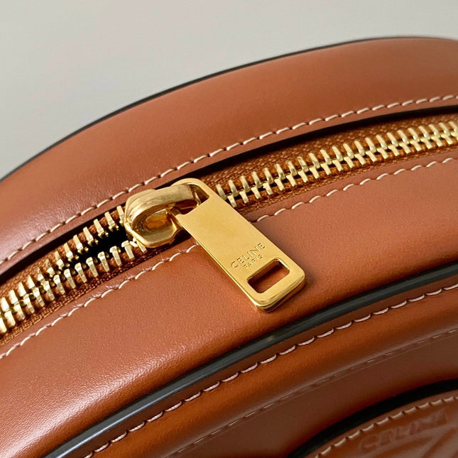 SMOOTH CALFSKIN 20 OVAL CINNAMON BROWN BAG