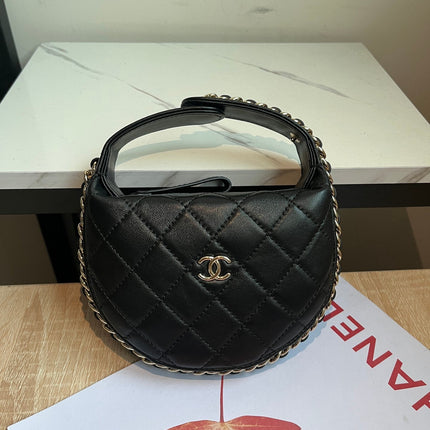 MINI HOBO BAG 16 IN BLACK LAMBSKIN